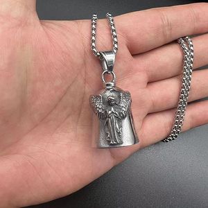 <b>Titanium</b> Steel Bell Pendant With Angel Wings Design For Men Women Fashion Necklace Gift Asymmetry Themed Pendants Stainless - Product Image 4