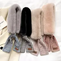 Écharpe en fausse fourrure de lapin pour femmes, foulard de luxe, motif pied-de-poule, vente en gros, amazon 2021