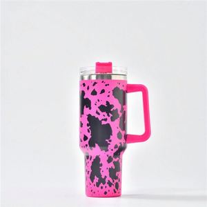 Gobelet de voyage personnalisé de 40 oz, réutilisable, en acier inoxydable à double paroi, isolé, avec revêtement imitation cuir de vache, tasse à café de 40 oz, gobelet de voiture avec poignée et couvercle - Product Image 3