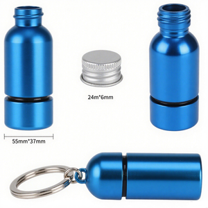Customized Logo Aluminum Alloy <b>Pill</b> Container with Key Chain Waterproof Sealed Metal <b>Pill</b> <b>Holders</b> Bottle with Key Ring - Product Image 5