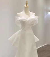 Robe de mariée légère française 2024 nouvelle jupe en queue de poisson rétro Banquet tempérament Satin robe de mariée principale blanche petite queue