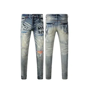 RTS Men Straight Stretch Denim Jeans Rock Revival Ripped Baggy Jeans Slim Skinny Fashion Jeans For Mens