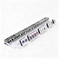 Jeu de Mahjong Américain Moderne en Acrylique Gravé à 4 Couches, Motif Zèbre de Luxe, Pliable, 160 Pièces, Kit de Jeu Familial Premium Portable