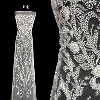 Nouvelle mode Émirats arabes unis Dubaï Tissu en dentelle de luxe Broderie artisanale Dentelle perlée avec paillettes Autriche Robe de mariée