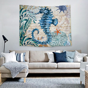 <span class=keywords><strong>Tapisserie</strong></span> murale décorative avec impression d'animaux marins : tortue, <span class=keywords><strong>cheval</strong></span>, pieuvre, baleine - Product Image 1