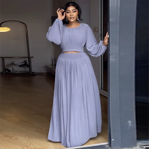 Set da Donna 2 Pezzi: <span class=keywords><strong>Top</strong></span> <span class=keywords><strong>a</strong></span> Maniche Lunghe con Scollo Tondo <span class=keywords><strong>e</strong></span> <span class=keywords><strong>Gonna</strong></span> <span class=keywords><strong>a</strong></span> <span class=keywords><strong>Vita</strong></span> <span class=keywords><strong>Alta</strong></span> - Product Image 2