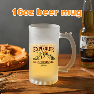 كوب زجاجي مصنفر 16 أونصة من الولايات المتحدة مع مقبض للتتسام في يوم الأب زجاج فارغ يمكن أن يكون فنجان - Product Image 4