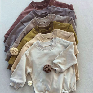 Mono de color sólido Ins primavera Otoño, ropa, traje de gateo para niños y niñas, mono de bebé - Product Image 2