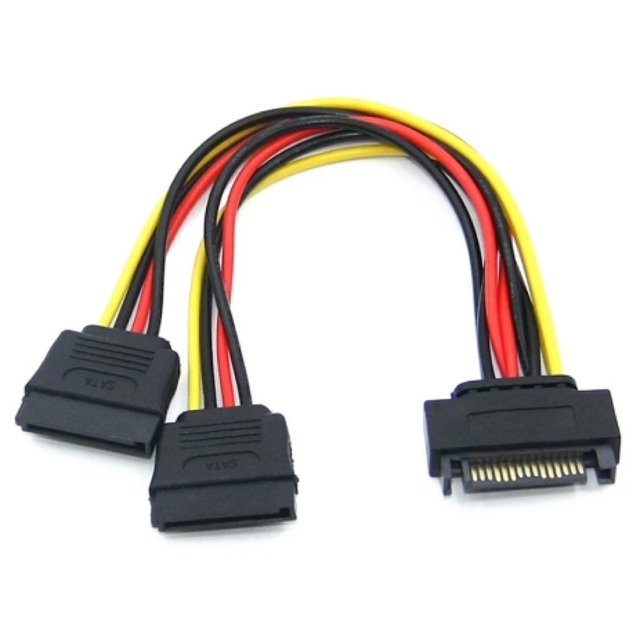 SATA Power Y Splitter Cable 15 Pin SATA Male to Dual 15 Pin Female Power Cable 20CM Sata Extension Cord for HDD SSD Hard Disk