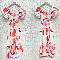 Robe d'été 2026 pour femme, imprimé floral, épaules dénudées, mini-robe sexy taille haute avec manches bouffantes