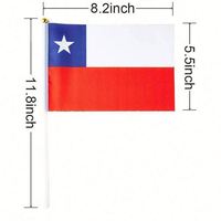 Mini drapeaux chilien à main, en polyester, personnalisables, avec mât en bois, vente en gros, 100% polyester