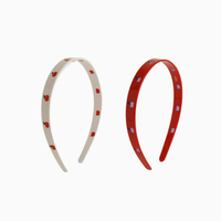 Bandeau pour cheveux rouge pomme avec une touche féminine unique. Barrettes à cheveux en feuille d'acétate faites à la main pour une coiffure légère et fraîche.