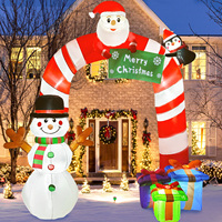 OurWarm Arche gonflable de Noël de 2,4 m avec cannes en sucre, Père Noël, pingouin et bonhomme de neige pour la décoration de jardin