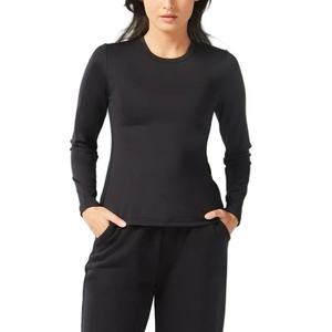 T-shirts pour femmes à manches longues, respirants, grande taille, écologiques, 100% nylon, séchage rapide, pour le yoga et l'entraînement, avec logo personnalisé en gros - Product Image 1