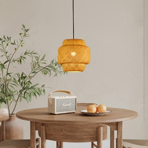Lampe suspendue en bambou tissé à la main Kyoto, toute nouvelle, en stock, lampe suspendue en osier naturel - Product Image 4