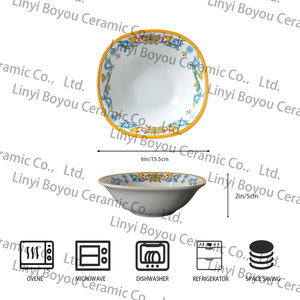 Ensemble <span class=keywords><strong>de</strong></span> <span class=keywords><strong>vaisselle</strong></span> en céramique contemporaine à fleurs colorées, 4 pièces, assiettes carrées, bols, tasse, <span class=keywords><strong>service</strong></span> <span class=keywords><strong>de</strong></span> <span class=keywords><strong>vaisselle</strong></span> en porcelaine personnalisé OEM - Product Image 6