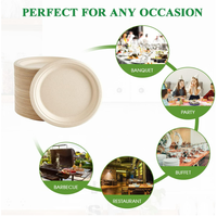 Plateau alimentaire vert personnalisé de 9 pouces, 100% compostable, biodégradable, en bagasse de canne à sucre, assiettes jetables pour la restauration
