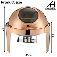 Chauffe-Plat Rond de Luxe en Acier Inoxydable Or Rose 6L pour Buffet, Idéal pour la Restauration et les Événements – Fournitures Hôtelières Commerciales