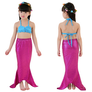 Traje de baño de cola de sirena para niñas, conjunto de bikini con top de concha para natación y deportes acuáticos, talla infantil - Product Image 2