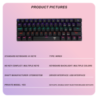 Clavier de jeu mécanique personnalisé de haute qualité à 61 touches, fournisseur chinois, avec rétroéclairage arc-en-ciel coloré