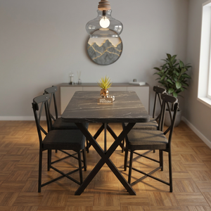 Mesa de Cocina Duradera, Ecológica, Portátil, Moderna, Impermeable, de Aglomerado y Metal, Multifuncional, Muebles para Comedor - Product Image 4