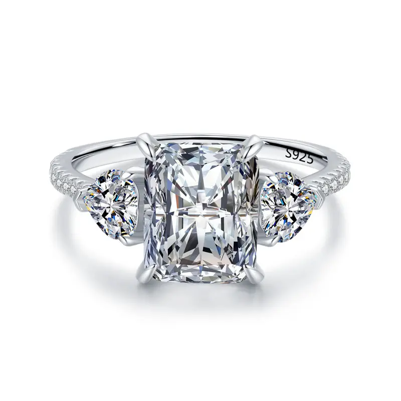 Anel de prata esterlina 925, joia para mulheres presente anel de zircônia de luxo pedra preciosa anel de noivado