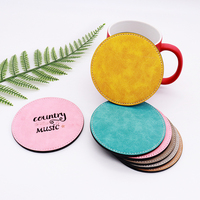 Vente en gros de sous-verres avec logo personnalisé Cadeau de Noël en cuir PU Sous-verres vierges à sublimation
