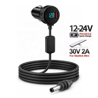 Câble d'alimentation 3M avec voltmètre numérique et amplificateur de tension, allume-cigare vers DC, pour Starlink Mini, chargeur de voiture 12V vers 30V