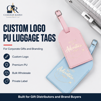 Étiquettes de bagages en cuir PU de luxe, souples, multicolores, avec dessus incurvé et texte en feuille d'or, porte-identifiant de valise, cadeau d'entreprise, certifié BSCI