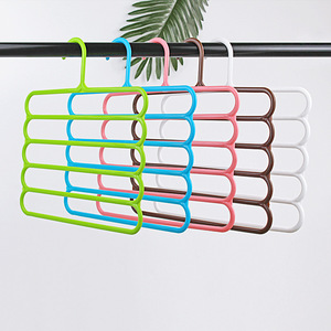 Percha de plástico de 5 niveles para pantalones con múltiples ganchos para ropa, bufandas y corbatas, organizador de almacenamiento, forma rectangular, tipo gancho - Product Image 4