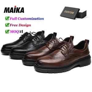 Custom British Style Classy Leather Boots Lace-Up Men Dress Shoes Genuine Leather Fashion Luxury Microfiber Leather Derby Shoes