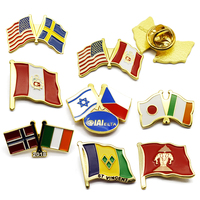 Fabricant de badges en métal émaillé dur plaqué or avec paillettes, personnalisés, drapeau croisé Australie Espagne pour