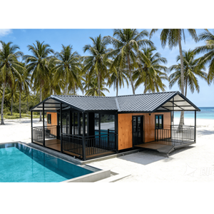 Maison modulaire préfabriquée en conteneur de 20 pieds avec terrasse et toit mansardé, certifiée CE. - Product Image 3