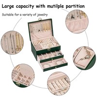 Boîte à bijoux de luxe à 3 niveaux avec serrure, 2 tiroirs, logo personnalisé, en cuir PU, pour femmes, vente en gros
