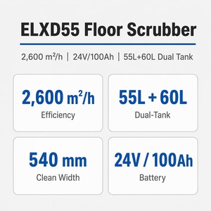 Lavasciuga Pavimenti Elettrica da 540mm con Serbatoi da 55L/60L per <span class=keywords><strong>Pulizia</strong></span> Supermercati - Product Image 4