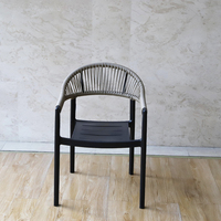 Chaise de salle à manger d'extérieur en corde tressée empilable pour terrasse, hôtel, cour et projets hôteliers – Vente en gros