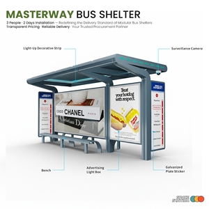 Mái nhà xe buýt đô thị hiện đại dẫn đầu với ba bảng quảng cáo cho trạm giao thông công cộng - Product Image 2