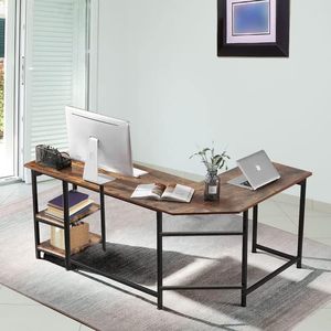 Góc viết bàn với kệ lưu trữ cho máy trạm nghiên cứu L hình máy tính bàn cho văn phòng nhà - Product Image 1