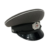 Gorra de Visera Profesional Gris Ceremonial de Mezcla de Lana para Ceremonias, Actuaciones y Uniformes de Seguridad