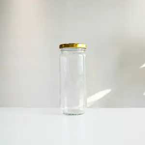 NEWRAY новый пользовательский 500 мл стеклянная банка парагона с металлической оловянной крышкой белая и черная пластиковая винтовая крышка стеклянная бутылка для напитков для сока