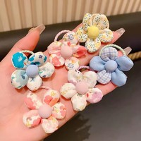 Chouchous pour cheveux en tissu à motif floral champêtre avec pompon fleur de tulipe pour enfants