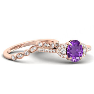 Wholesale 925 Sterling Silver Gold Plated High Quality Amethyst Oval Cut Classic <b>Dainty</b> Gemstones Wedding <b>Ring</b> - Product Image 4