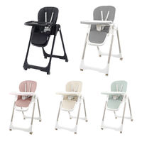 Chaise haute bébé moderne et populaire en Europe, pliable, en plastique, avec dossier réglable en hauteur, en forme de L, portable, 3-en-1, 4 roues, en stock