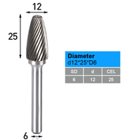 Fraise en carbure de tungstène de haute précision, cylindrique, formes A, B, G, F, L, avec queue de 1/2'' pour l'ébavurage