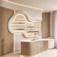 Station de travail en bois personnalisée pour manucure, chaise légère avec éclairage LED, finition stratifiée, décoration élégante pour salon de manucure