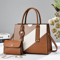 Ensemble 2 en 1, sac à main pour femme en cuir PU à texture crocodile, grande capacité, sac à bandoulière, sac fourre-tout avec porte-monnaie pour femmes, femme de bureau