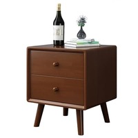 Mesa de Noche Contemporánea de Madera con Cajón, Mesa de Noche de Madera Maciza, Mesa de Noche de Madera Natural, Estilo Moderno de Mediados de Siglo