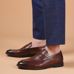 Men's Business Casual Genuine Leather <b>Toe</b> Plush Lining Loafers Rubber Outsole Fashion Trend Slip-On Shoes Spring Summer Autumn - Product Image 3