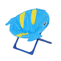 Chaise lune pliante d'extérieur pour enfants, motif dessin animé, en forme de poisson, avec tube en fer renforcé triangulaire, portable, style glamping, pour la détente