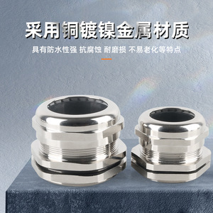Conector marino roscado de latón niquelado Indetech PG8, prensaestopas metálico impermeable para aplicaciones de baja tensión - Product Image 1